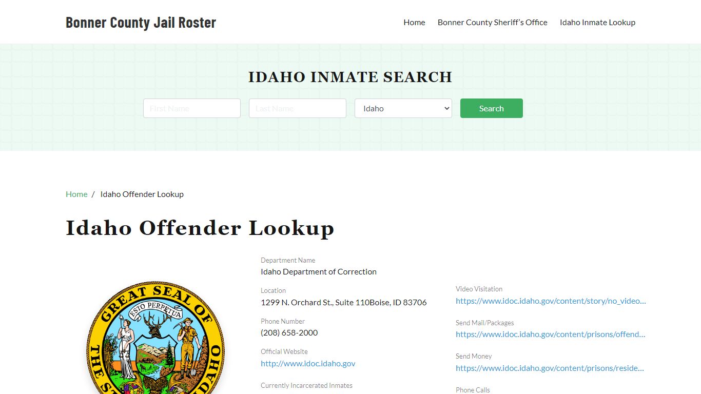 Idaho Inmate Search, Jail Rosters - Bonner County Jail